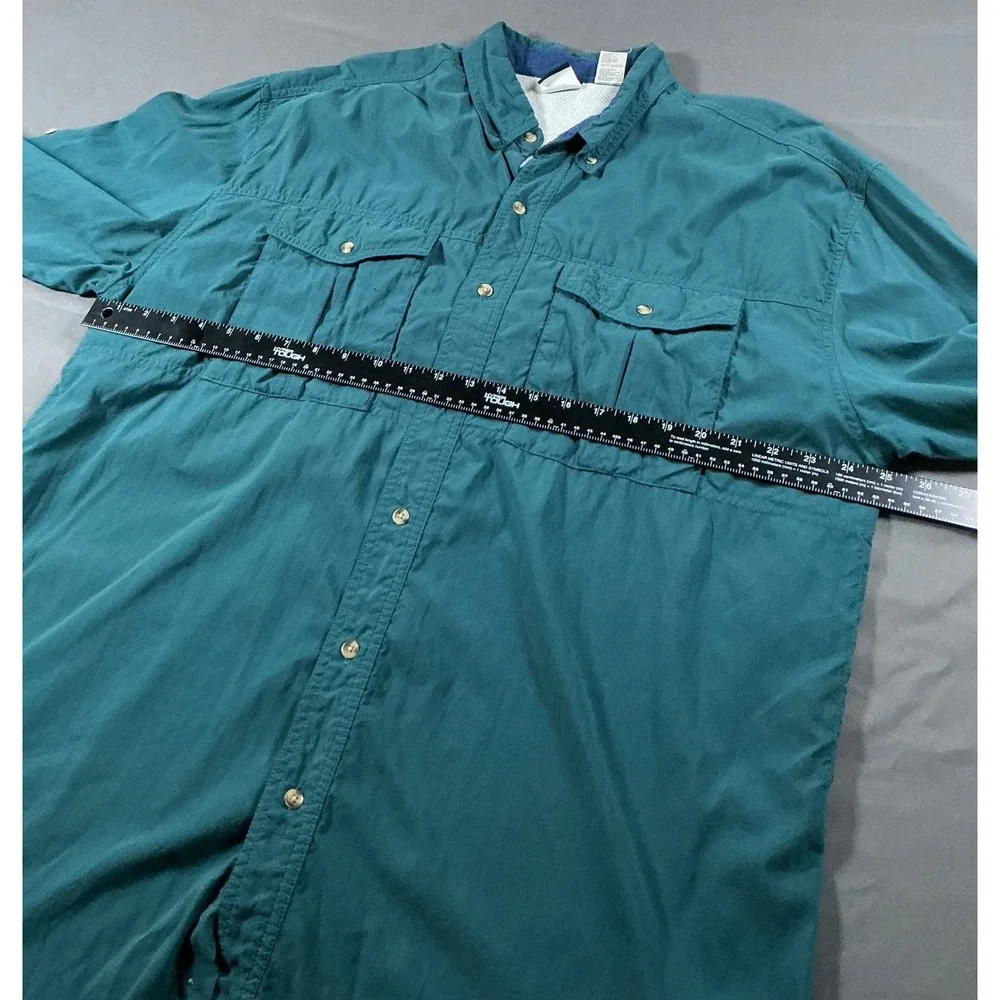 The North Face Mens XL Supplex Nylon Hiking Shirt Teal Green Coolmax Ventilated